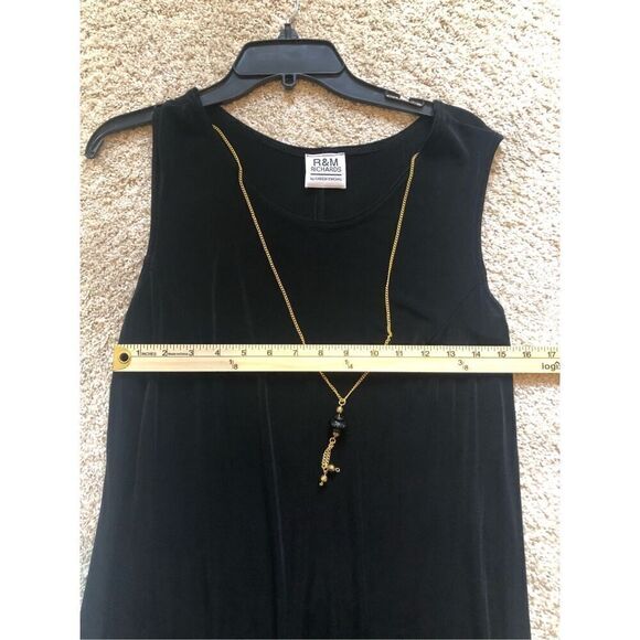 R&M Richards by Karen Kwong Women’s Black Elegant Tank Dress With Built in Neckl - Picture 3 of 6